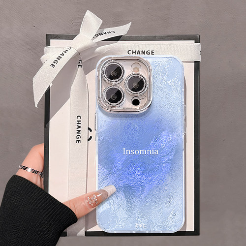 蓝色晕染适用苹果16promax手机壳