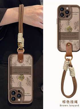 复古山茶花适用华为nova12手机壳mate60pro新款pura70秋冬荣耀200/100/90/80女magic6全包nova11/10/9/8/7/6