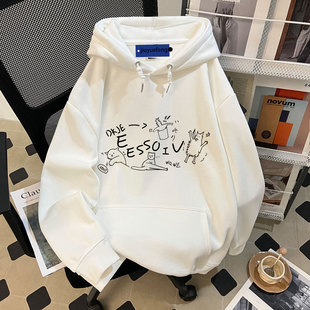 重榜时尚潮牌卫衣女生冬季连帽卫衣宽松印花上衣学生百搭外衣ins