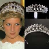 Silver Crystal Plated Princess Vintage Crown Queen Diana Pea