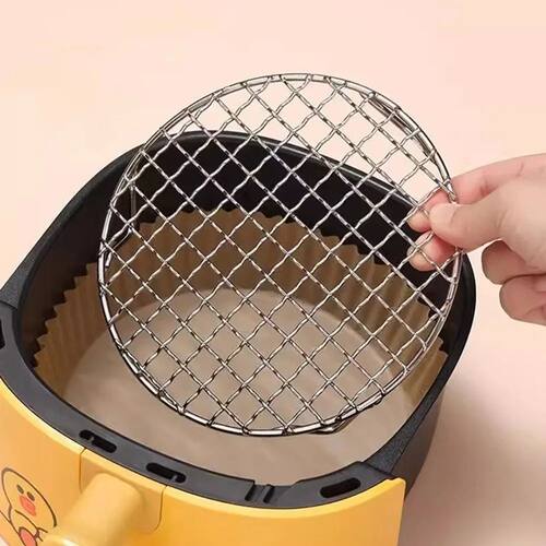Portable Round Air Fryer Rack Stainless Steel Stackable Grid