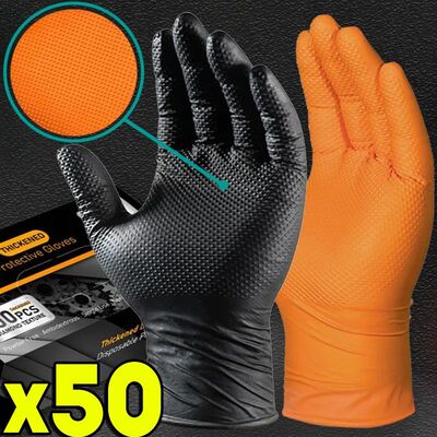 Heavy Duty Nitrile Gloves 8Mil Extra Thick Mechanic Home Gar