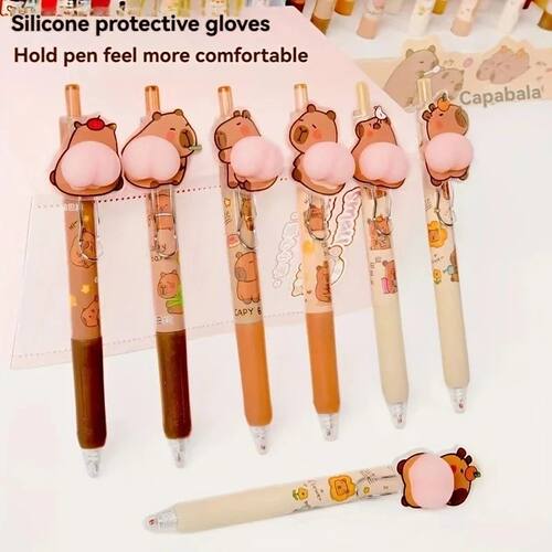 1pc Capybara Squeeze Stress Relief Pen 0.5mm Black Ink, Quic