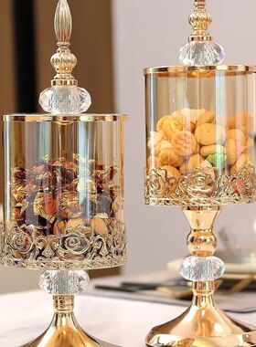 Luxury Crystal Glass Covered Storage Jar European and Americ