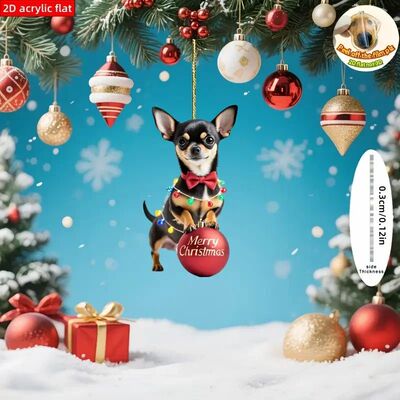 1pc Christmas atmosphere, Chihuahua dog pattern design holdi