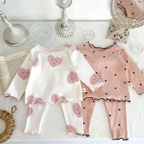 Little Girls Long sleeves Ice Silk Pajamas Set Toddler Kids
