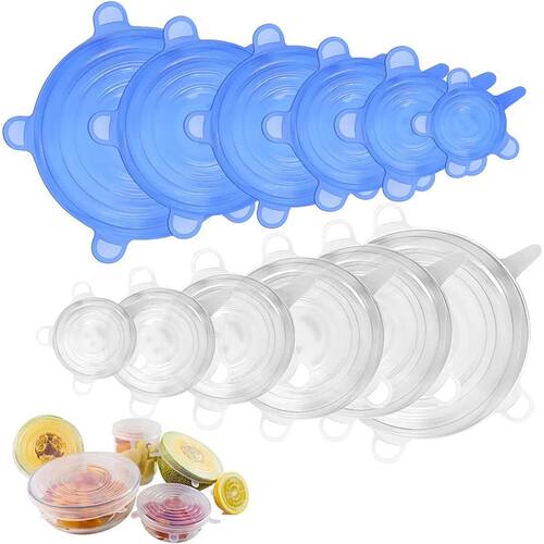 6Pieces Food Grade Silicone Stretch Lids for Food Storage Re