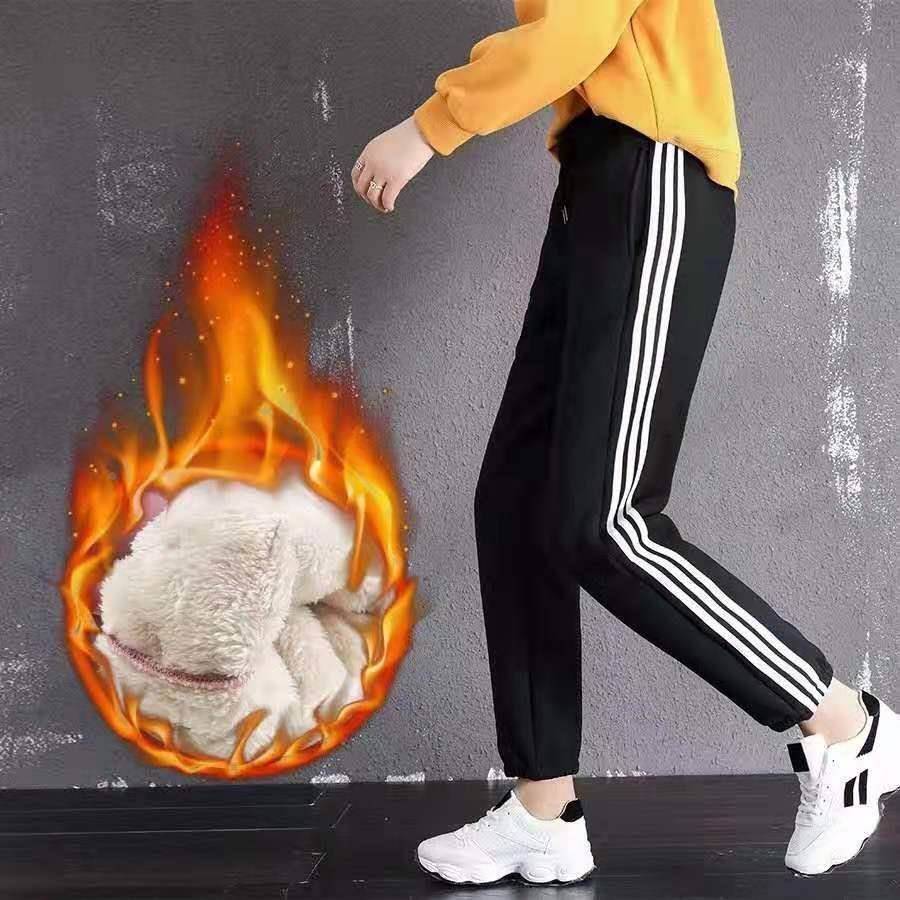 Casual pants Women's winter plush warm sweatpants哈