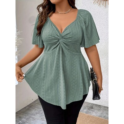 Plus Size Elegant Summer T Shirt for Women Casual Office Lad