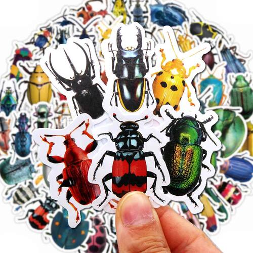 10/50/500 Pcs Cute Cartoon Insect Beetle Stickers PET for To
