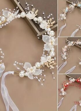 1pc Sweet Girl Pearl Hair Accessory Romantic Flower Wreath C