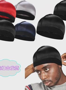 Solid Color Wave Caps With Durag for Men Headwear Soft Elast