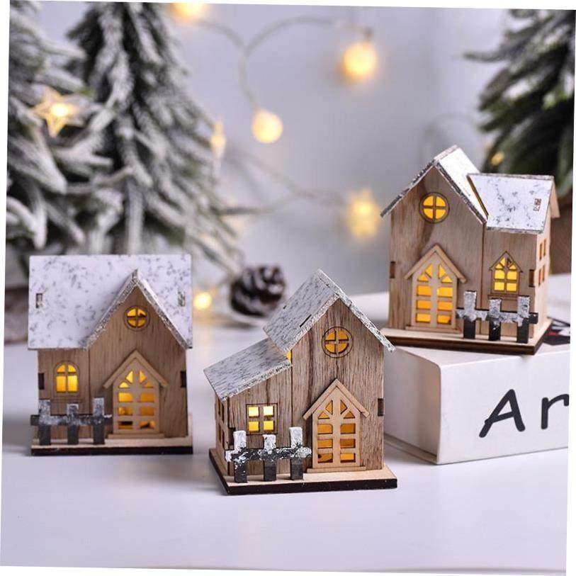 Christmas Wooden luminous LED cabin, small house Ornament