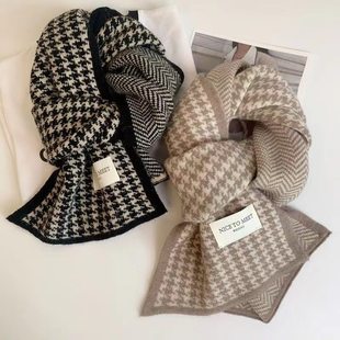 women new winter warm Plaid knitted scarf