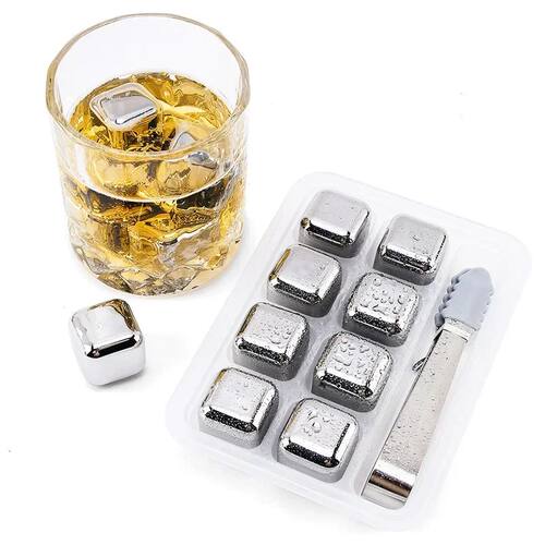 4/6/8 Pcs Stainless Steel Ice Cubes Set Reusable Chilling St