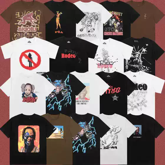 High-End Travisscott Short-Sleeve 2025 Summer New Limited Edition West Coast Trendy Ts Same Style T-Shirt