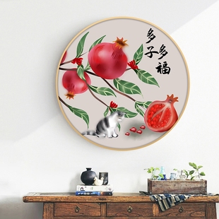 多子多福新品十字绣2025新款线绣客厅高级感小件餐厅玄关手工刺绣