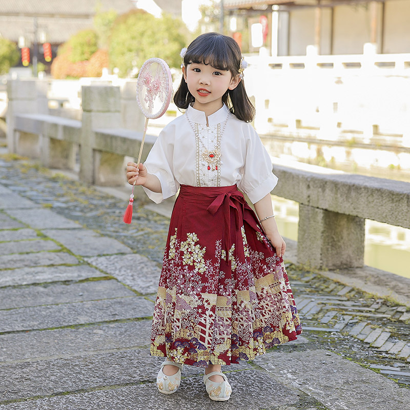 马面裙套装2024新款夏装国风儿童女大童古装裙六一