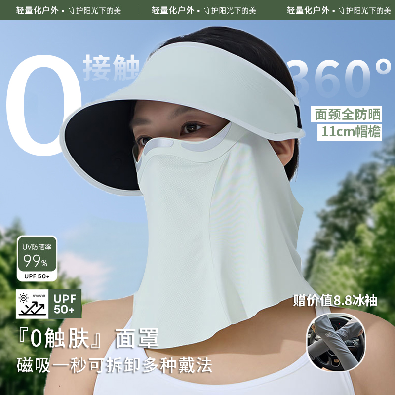 2025新款夏季磁吸面罩护女可拆遮阳防晒帽面纱防紫外线护颈一体
