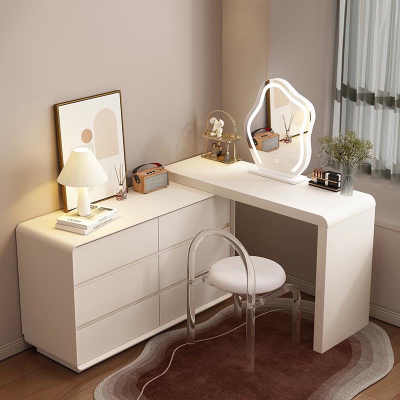 卡拉魔法实木化妆台斗柜一体卧室床尾化妆桌中古风收纳柜化妆台