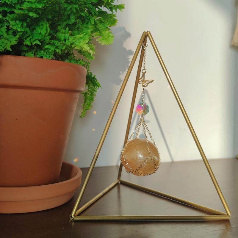 水晶球底座定制桌面摆件客厅玄关装饰品黄铜桌面风铃梦幻礼物创意