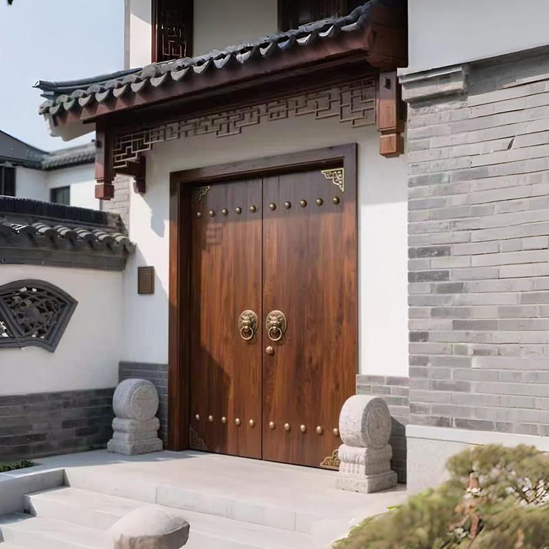 实木大门仿古老式木门中式别墅大门庭院双开大门自建房祠堂宗祠门