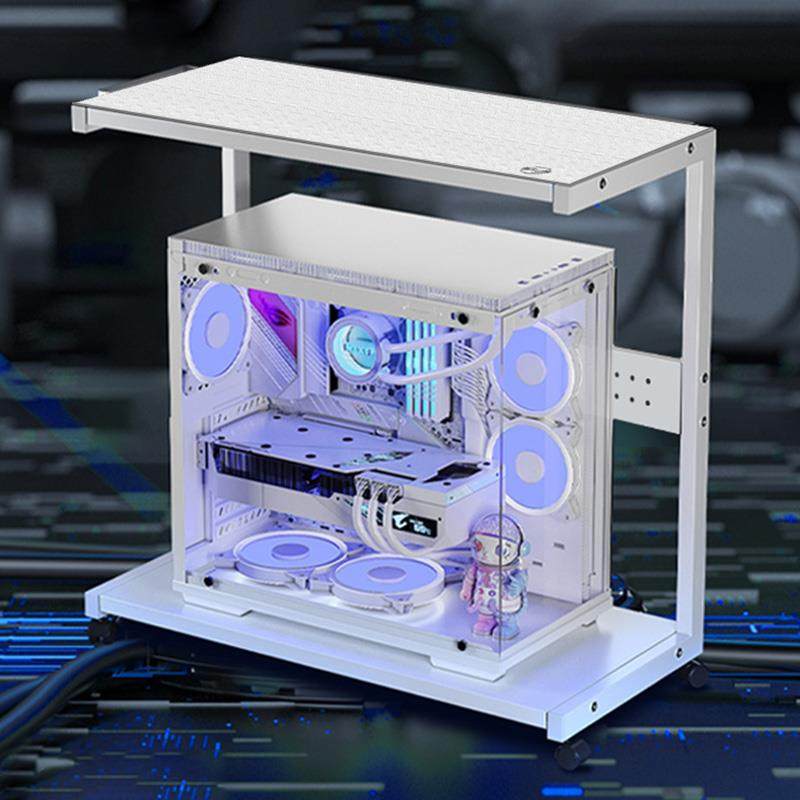 主机托架落地多层电竞桌下置物架家用电脑桌下海景房机箱底座支架