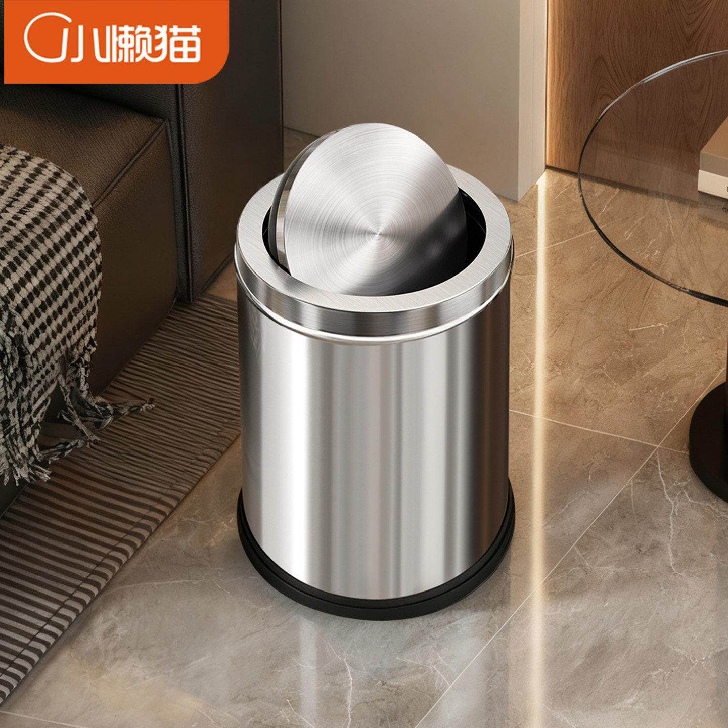不锈钢垃圾桶卫生间专用带盖不脏手家用客厅厕所卧室轻奢高档纸篓