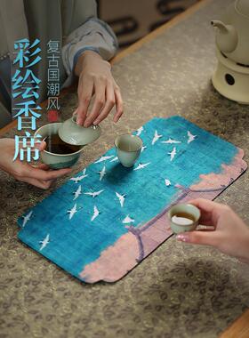 国风双面香席香道打拓熏香炉垫家用打篆器具覆古国潮短款茶桌茶席