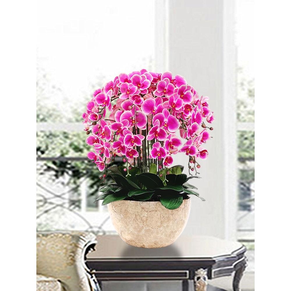 和家pu全手感蝴蝶兰仿真花套装假花艺客厅装饰假花盆栽净化空气