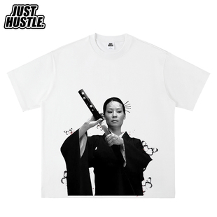 Lucy Liu 刘玉玲 致敬 人像美式短袖T恤男女春夏季宽松重磅纯棉