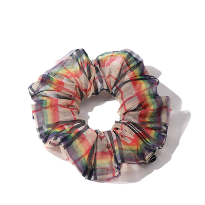 彩虹夏季欧根纱超仙百搭大肠发圈