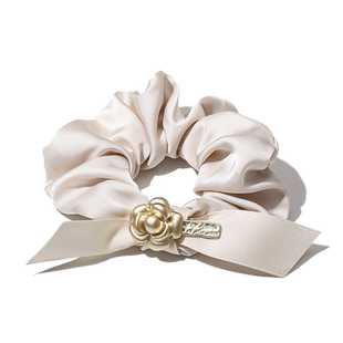 缎面哑光金属山茶花大肠发圈气质高级感扎头发马尾发绳头花发饰女