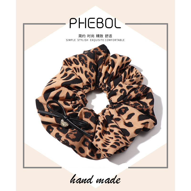 新款豹纹大肠发圈气质丸子头发饰高级感百搭马尾发绳橡皮筋扎头发