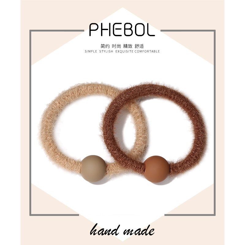 秋冬毛绒发圈时尚简约橡皮筋耐用高弹力扎头发女绑马尾发绳头饰品