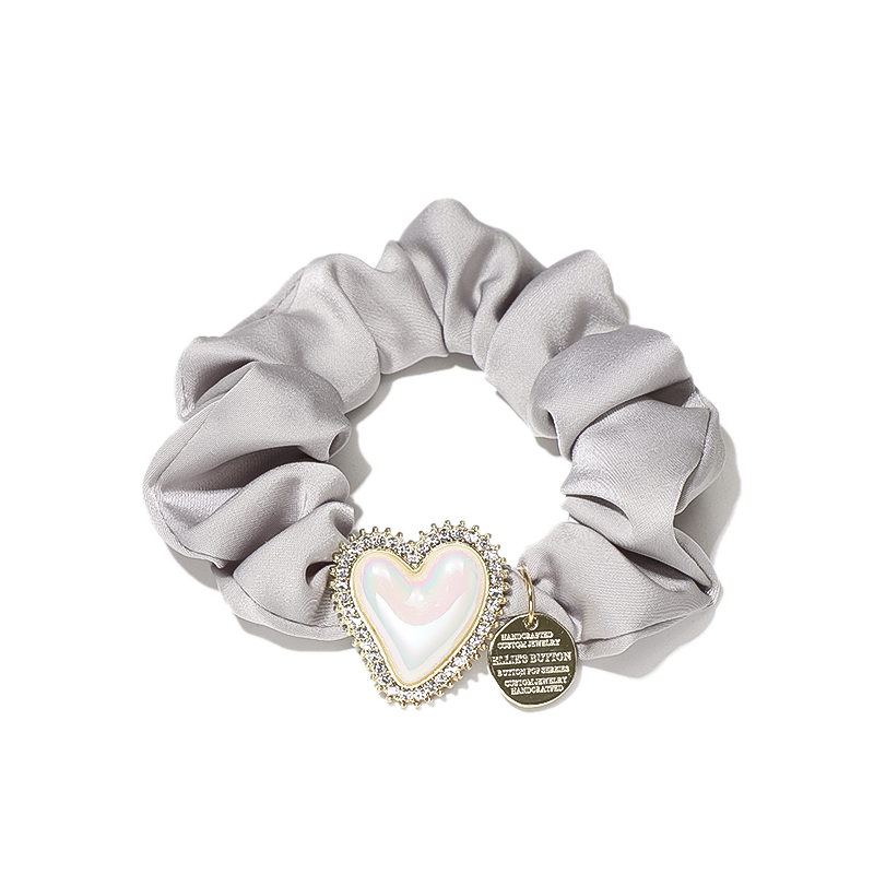 中号精致爱心珍珠大肠发圈优雅皮套女头绳气质百搭头花扎马尾发饰