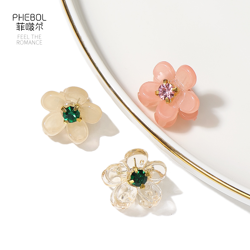 菲啵尔迷你花朵水钻珍珠小抓夹