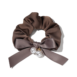 缎面珍珠蝴蝶结飘带大肠发圈扎头发气质丸子头马尾发绳橡皮筋发饰