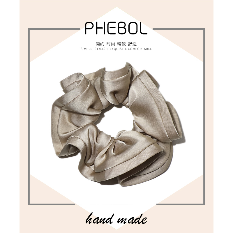 菲啵尔木耳边花苞缎面大肠发圈