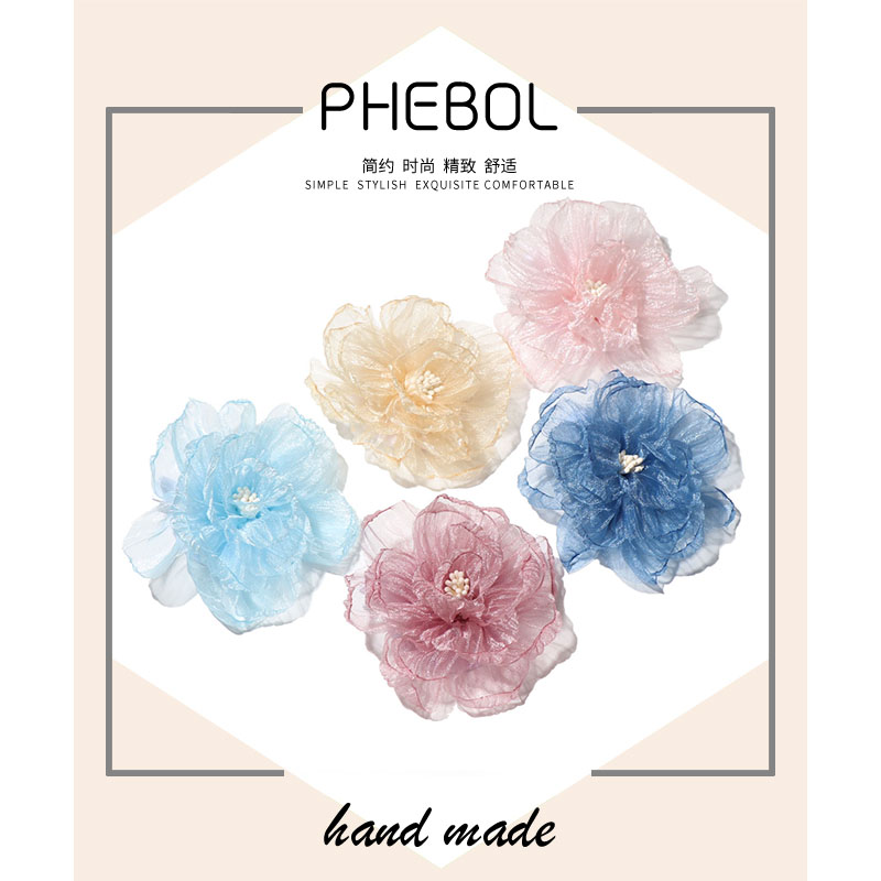 欧根纱花朵鸭嘴夹发卡子简约百搭花朵发夹后脑勺顶夹侧边刘海夹女