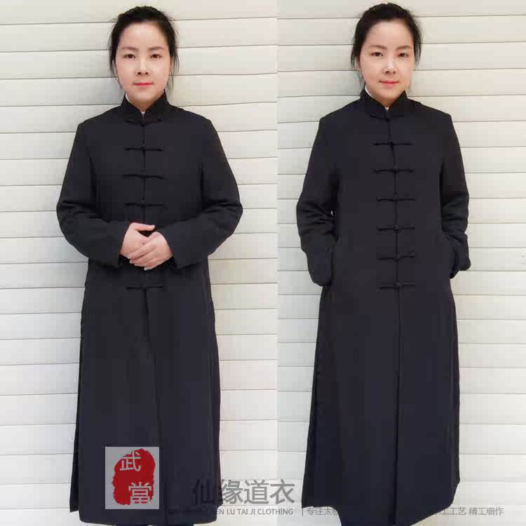 新款武当太极服太极长袍长褂长沙道袍道士服中式对襟亚麻武术服男