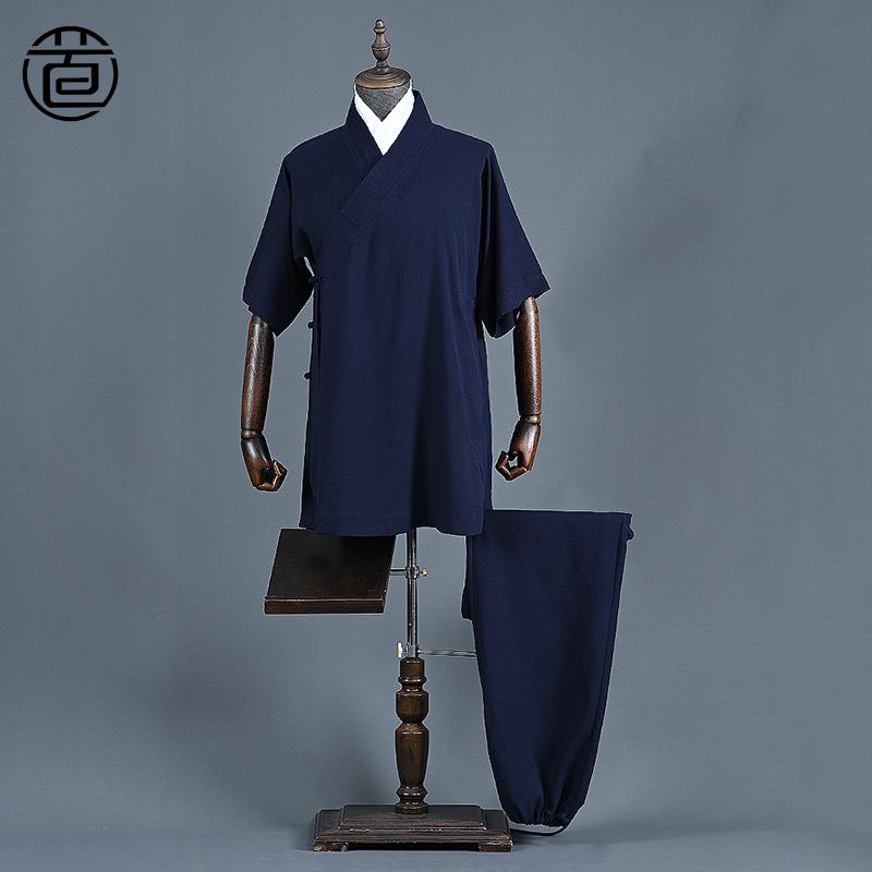 新款夏季三清领道服短袖男女款棉