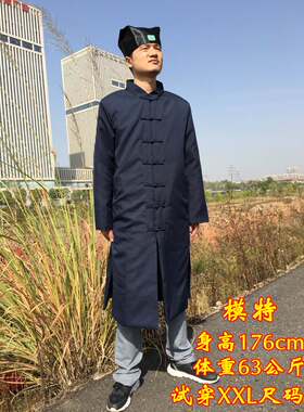 新款天师豪礼法衣长褂长袍道袍道服道士服练功服冬季厚款棉袄