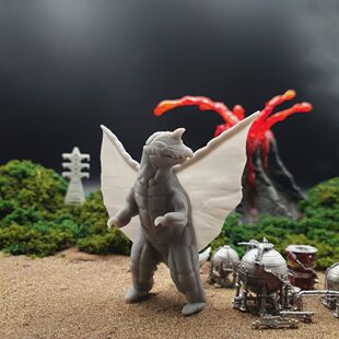 新款潮玩DIY手办初代奥特名鉴怪兽多拉考1/64模型手办场场景白模