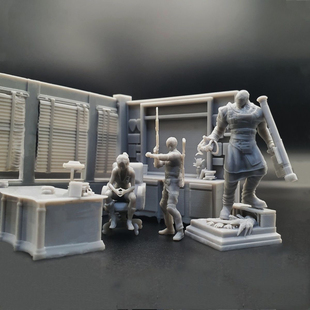 潮玩DIY手工 生化危机系列办公室1:43人偶模型手办场景微缩白模