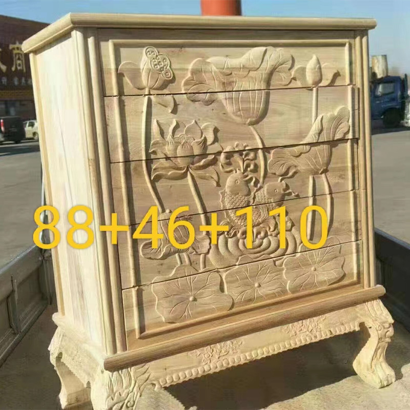 老榆木白坯收纳组合五斗柜