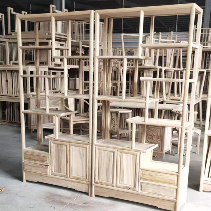 中式实木博古架白胚多宝阁茶叶架