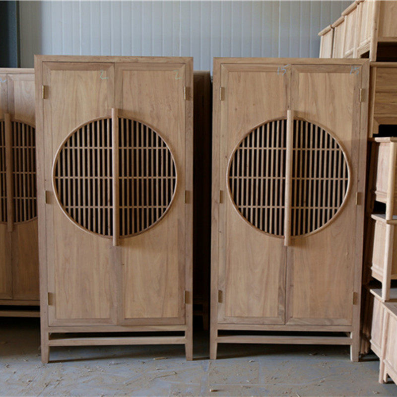 老榆木新中式风白坯储物柜