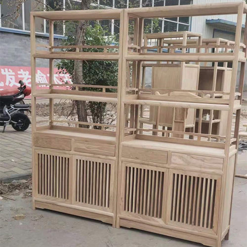 博古架实木茶叶架榆木置物架书架