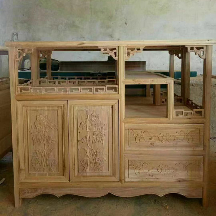 北方老榆木中式仿古白坯储物柜